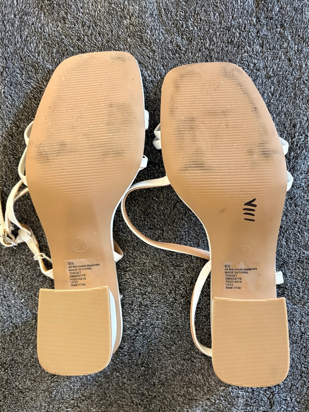 White Strappy Square-Toe Block Heels - Picture 2 of 3